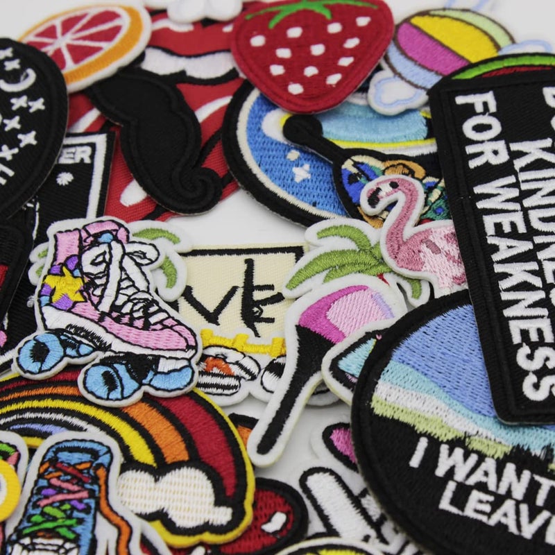 U-Sky Sew or Iron on Embroidered Patches | 42PCs Mixed Designs Saying Animals Quotes Foods Cartoon | Colorful Variety Pack for DIY Customization | Jackets Bags Denim | Multi-Size Set - Image 5